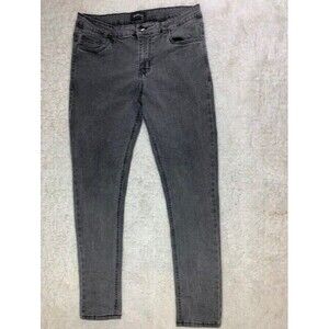 Denim Collection Size 34X29.5 Mens Jeans Skinny Fit Washed Black Stretch